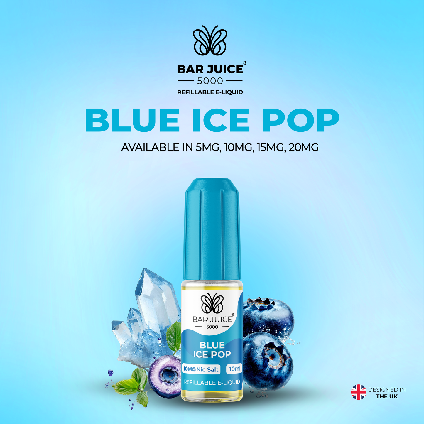Bar Juice 5000 Blue Ice Pop 10ml Nic Salt Eliquid