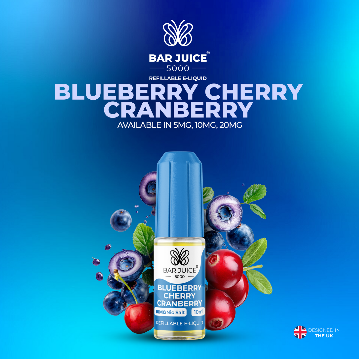 Bar Juice 5000 Blueberry Cherry Cranberry 10ml Nic Salt Eliquid
