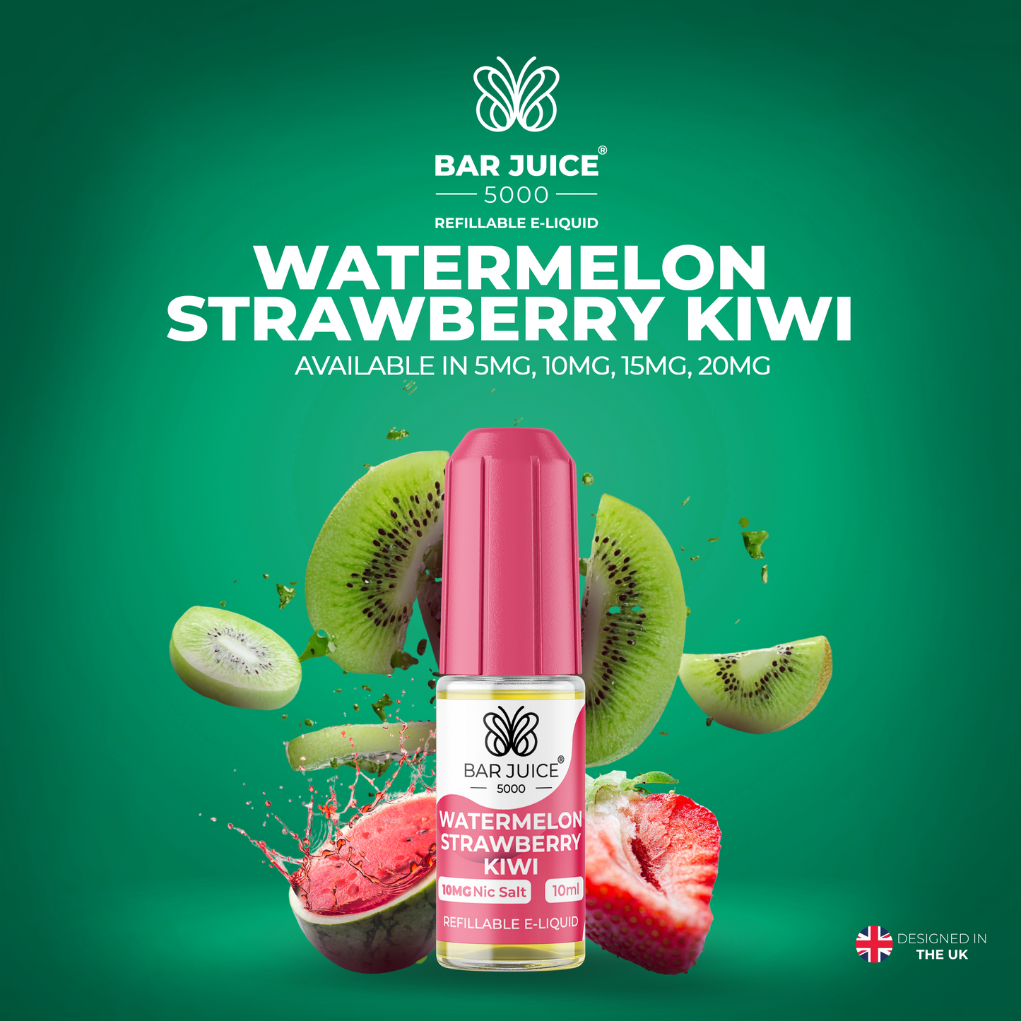 Bar Juice 5000 Watermelon Strawberry Kiwi 10ml Nic Salt Eliquid