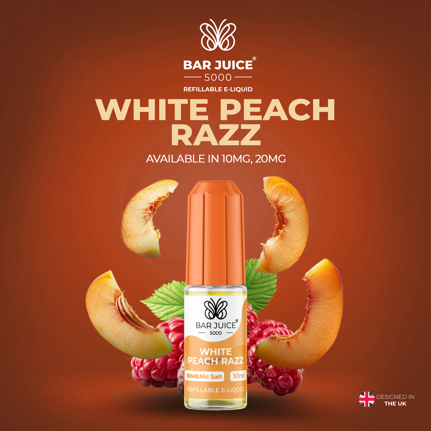 Bar Juice 5000 White Peach Razz 10ml Nic Salt Eliquid