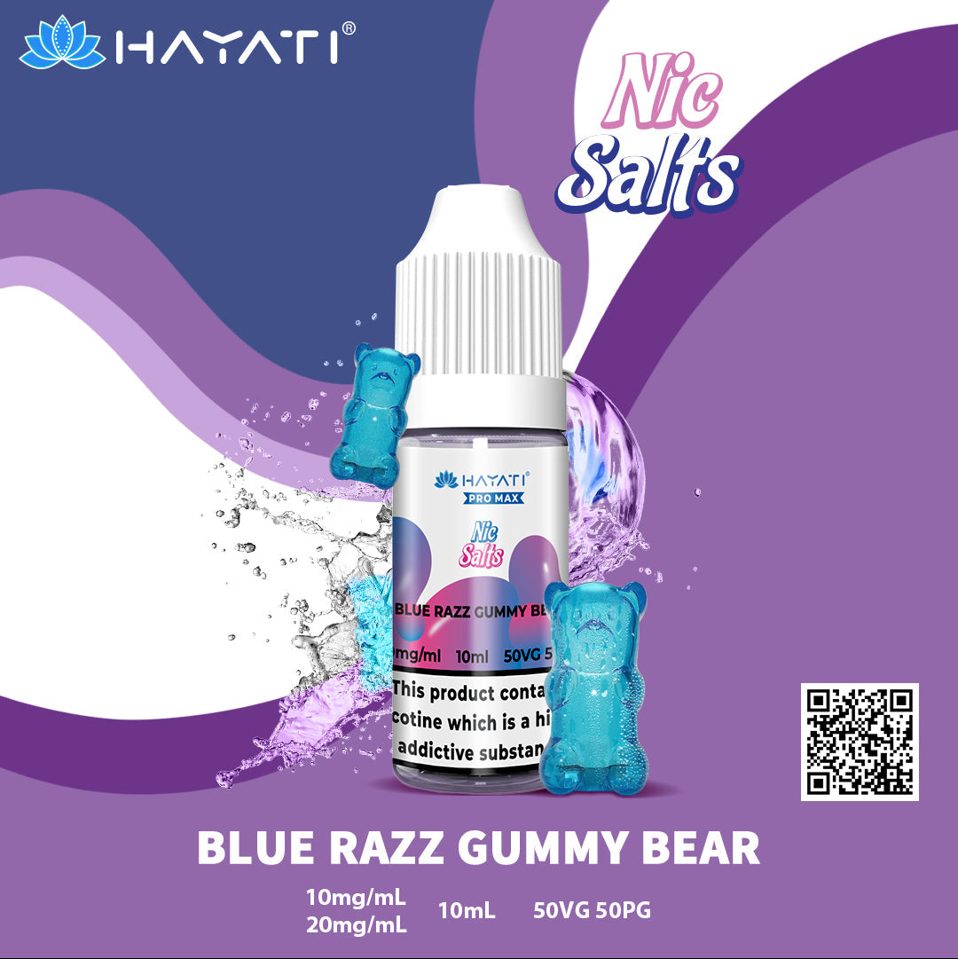 Hayati Pro Max Blue Razz Gummy Bear 10ml Nic Salt Eliquid