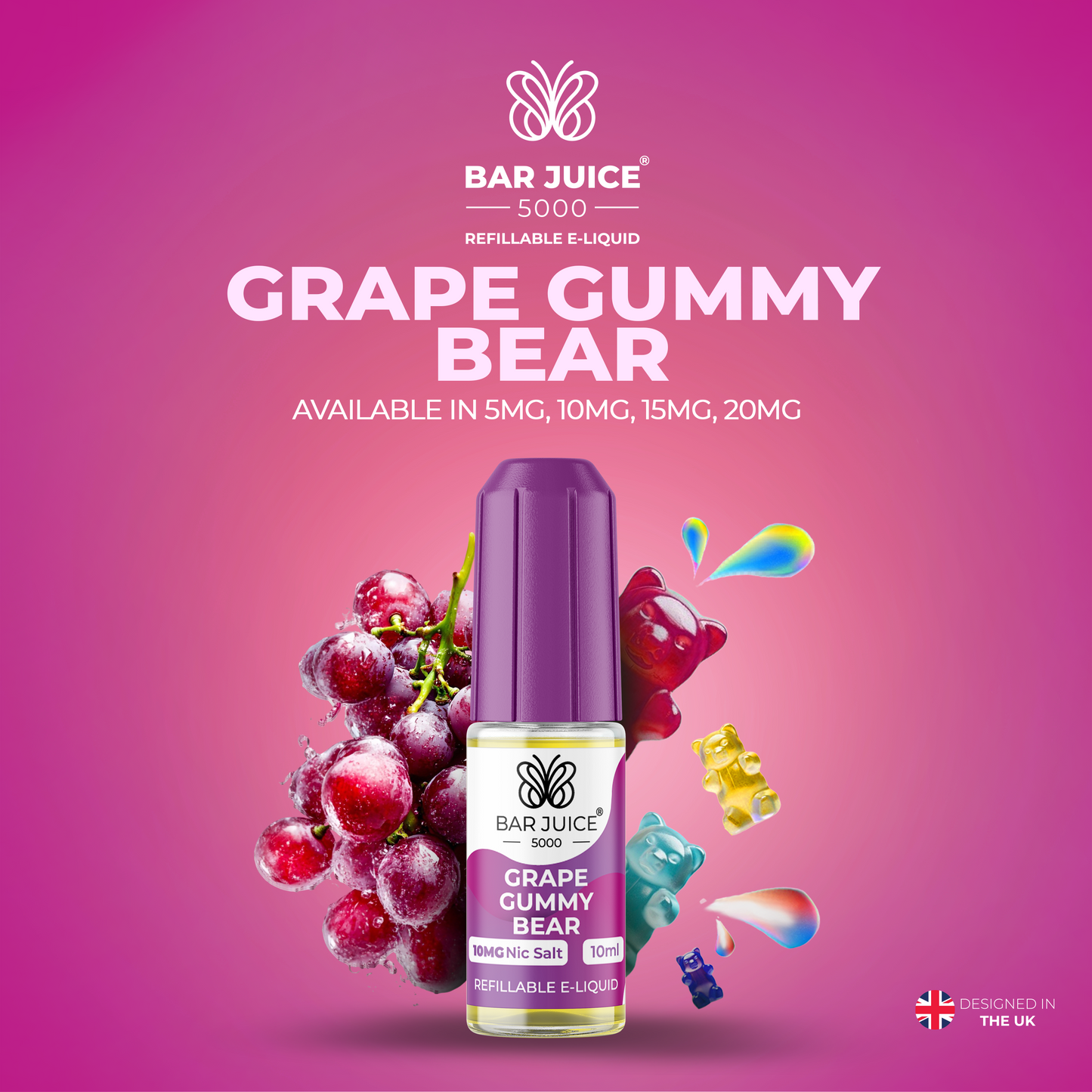 Bar Juice 5000 Grape Gummy Bear 10ml Nic Salt Eliquid