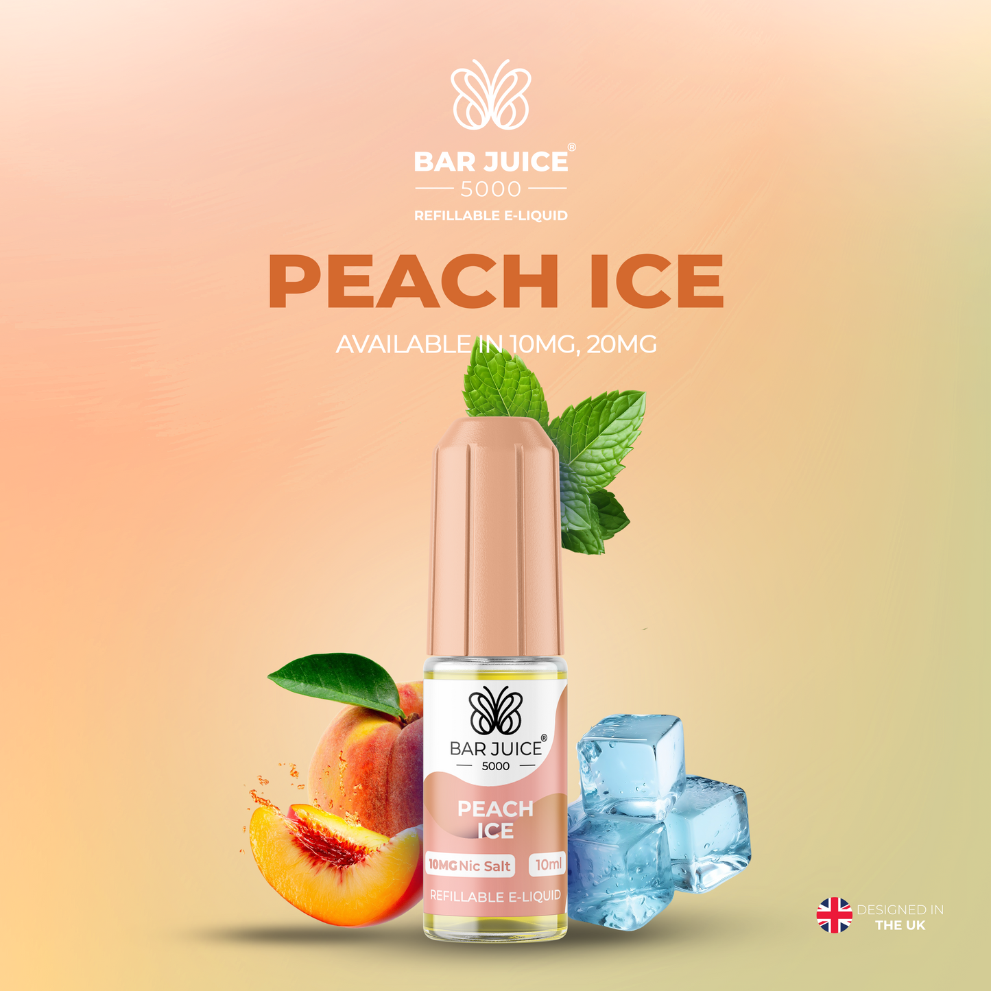 Bar Juice 5000 Peach Ice 10ml Nic Salt Eliquid
