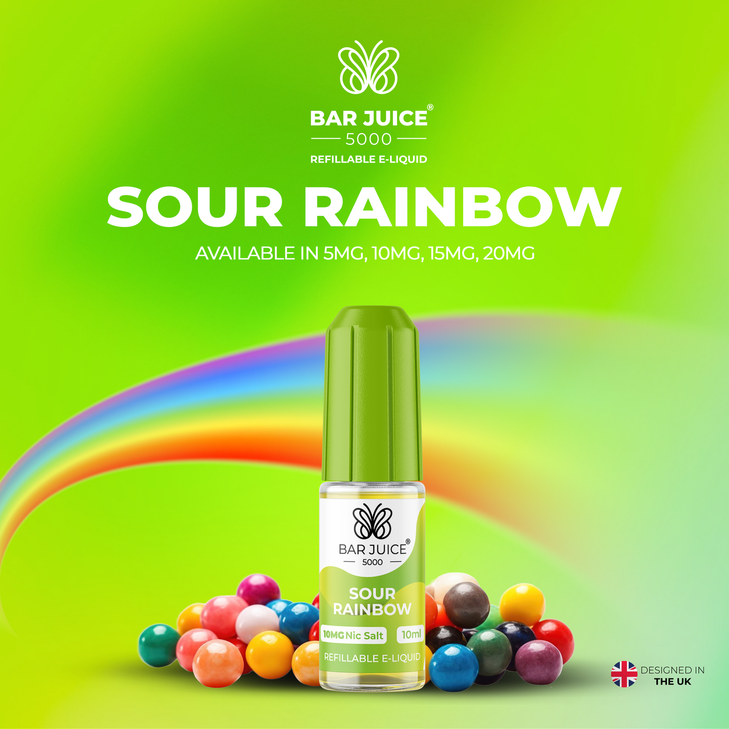 Bar Juice 5000 Sour Rainbow 10ml Nic Salt Eliquid